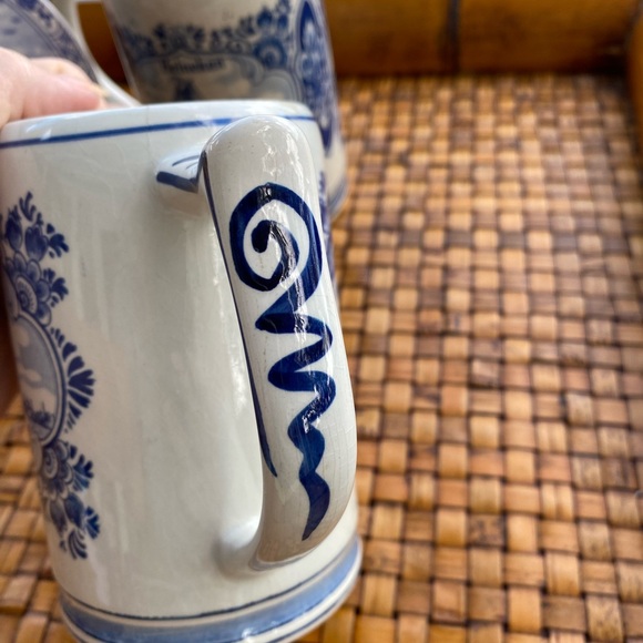 VTG Delft Blue GKB Handscreened Heineken Beer Steins & Delft Blue Delfino Plate - Picture 4 of 10